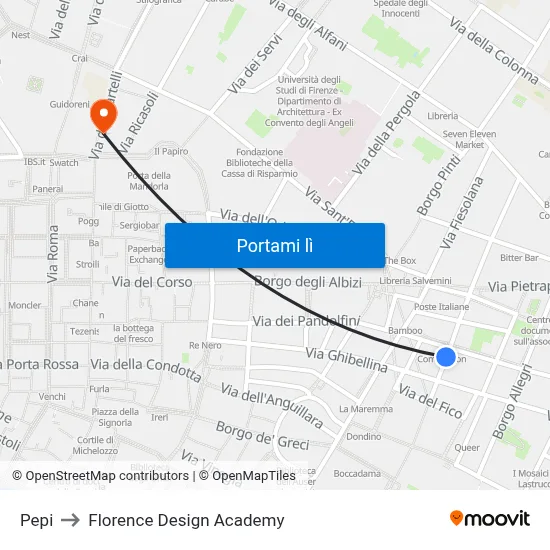 Pepi to Florence Design Academy map
