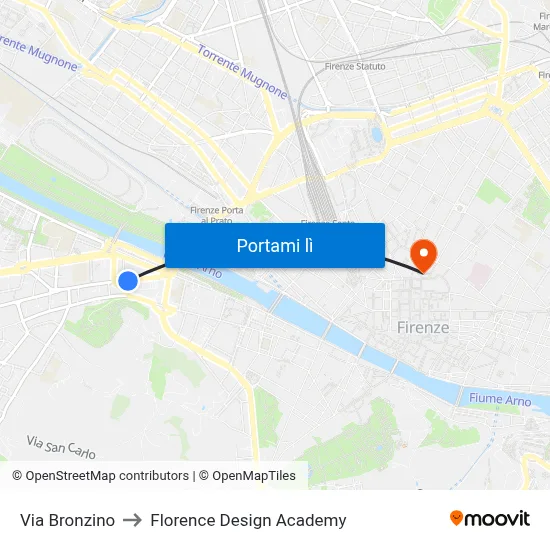 Via Bronzino to Florence Design Academy map