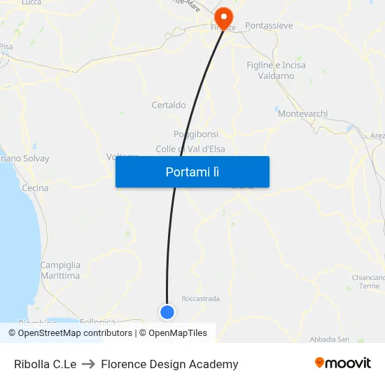 Ribolla C.Le to Florence Design Academy map