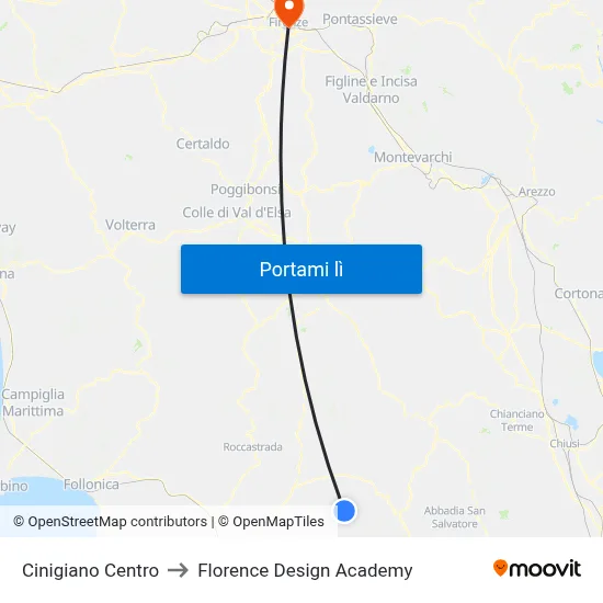 Cinigiano Centro to Florence Design Academy map