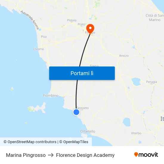 Marina Pingrosso to Florence Design Academy map