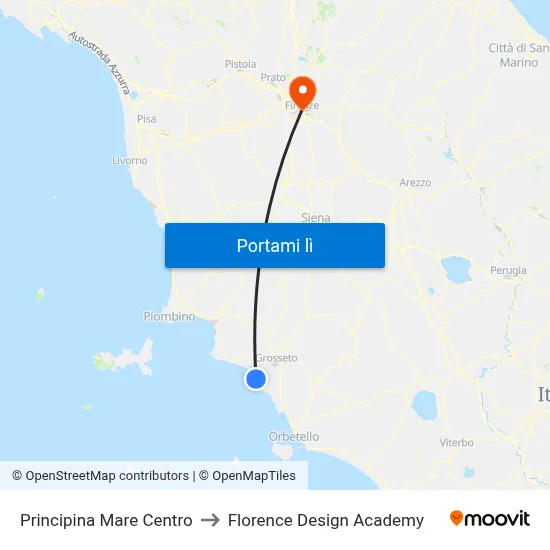 Principina Mare Centro to Florence Design Academy map