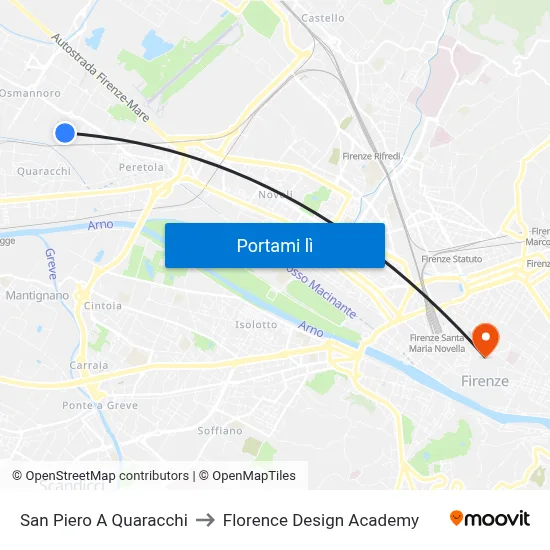 San Piero A Quaracchi to Florence Design Academy map