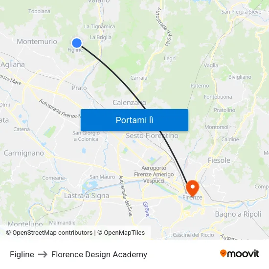 Figline to Florence Design Academy map