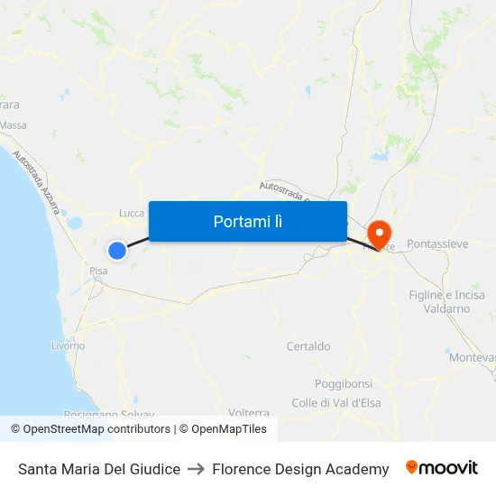 Santa Maria Del Giudice to Florence Design Academy map