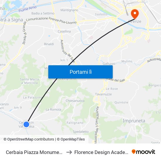 Cerbaia Piazza Monumento to Florence Design Academy map