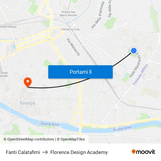 Fanti Calatafimi to Florence Design Academy map