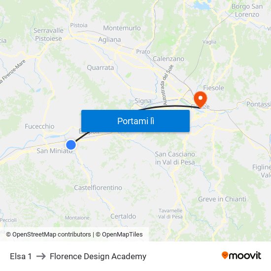 Elsa 1 to Florence Design Academy map