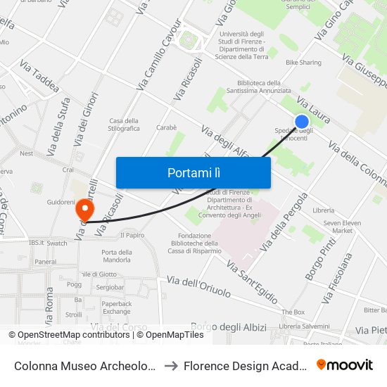 Colonna Museo Archeologico to Florence Design Academy map