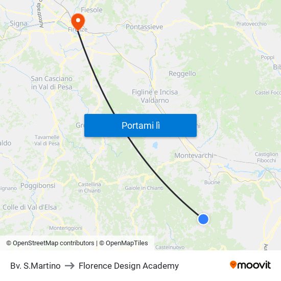 Bv. S.Martino to Florence Design Academy map