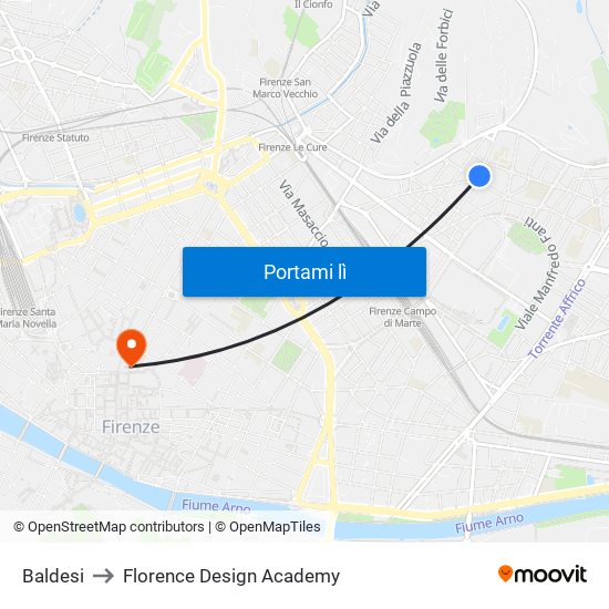Baldesi to Florence Design Academy map