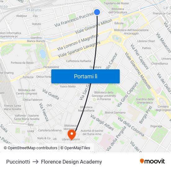 Puccinotti to Florence Design Academy map