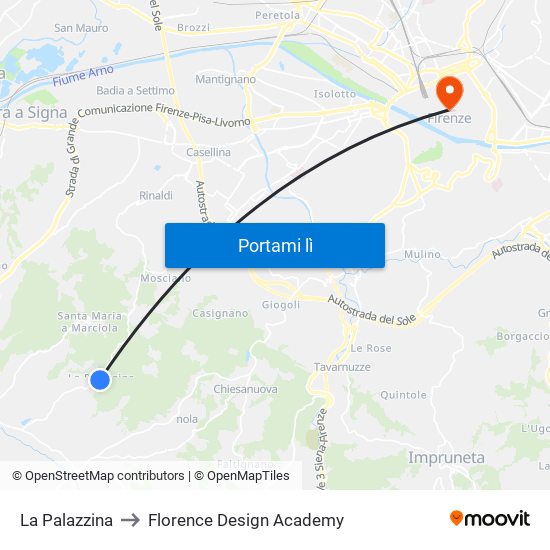 La Palazzina to Florence Design Academy map