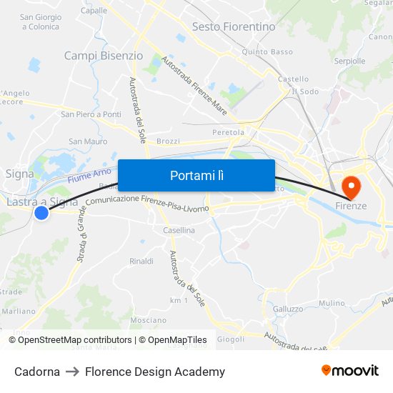 Cadorna to Florence Design Academy map