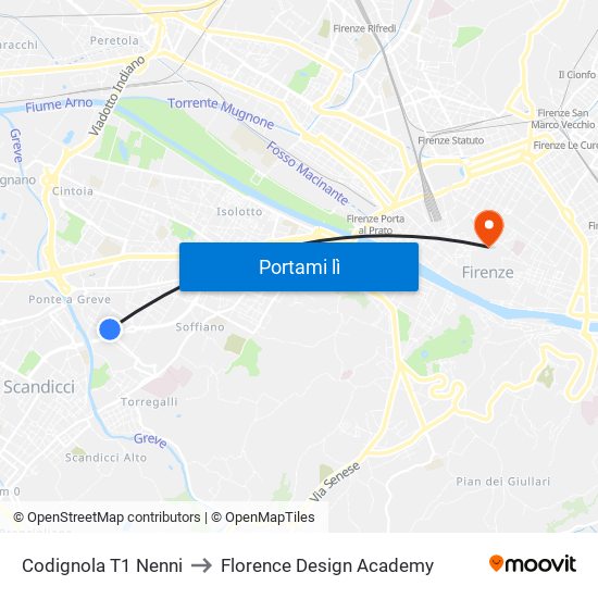 Codignola T1 Nenni to Florence Design Academy map