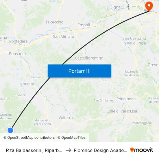 P.za Baldasserini, Riparbella to Florence Design Academy map