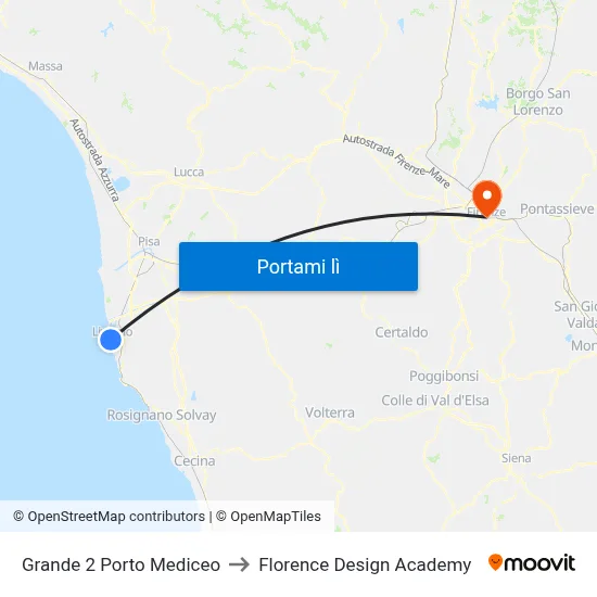 Grande 2 Porto Mediceo to Florence Design Academy map