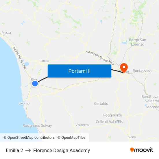 Emilia 2 to Florence Design Academy map