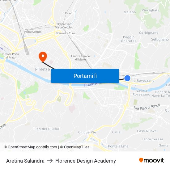 Aretina Salandra to Florence Design Academy map