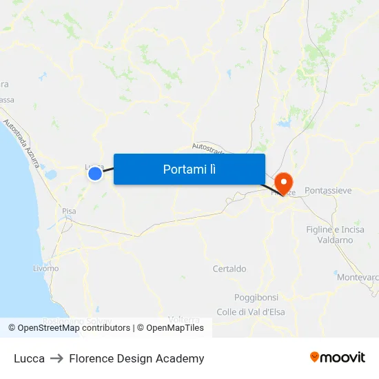 Lucca to Florence Design Academy map