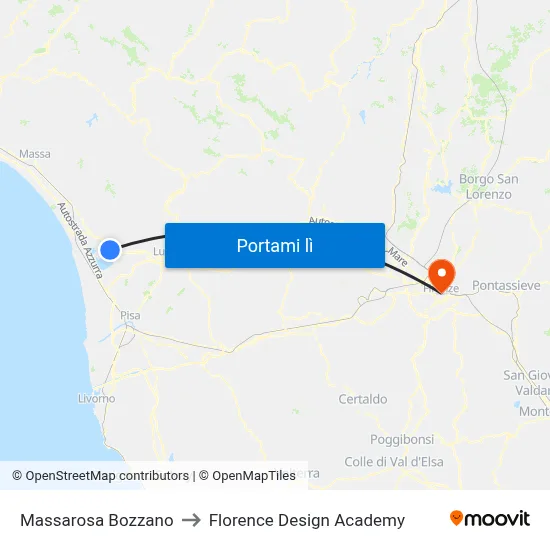 Massarosa Bozzano to Florence Design Academy map