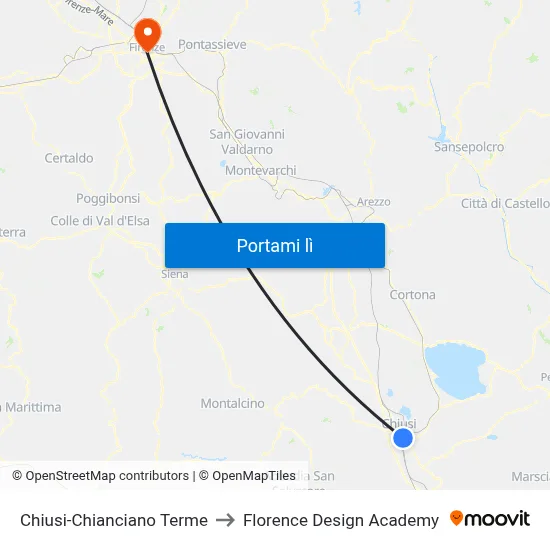 Chiusi-Chianciano Terme to Florence Design Academy map