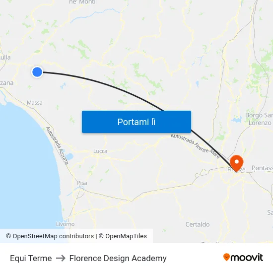 Equi Terme to Florence Design Academy map
