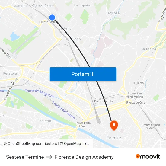 Sestese Termine to Florence Design Academy map