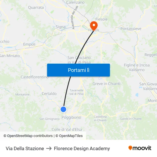 Via Della Stazione to Florence Design Academy map