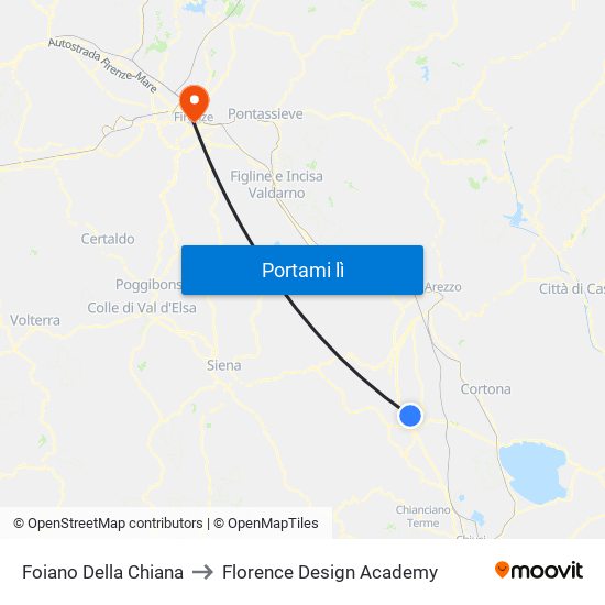 Foiano Della Chiana to Florence Design Academy map