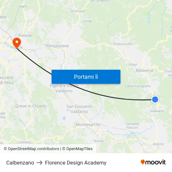 Calbenzano to Florence Design Academy map