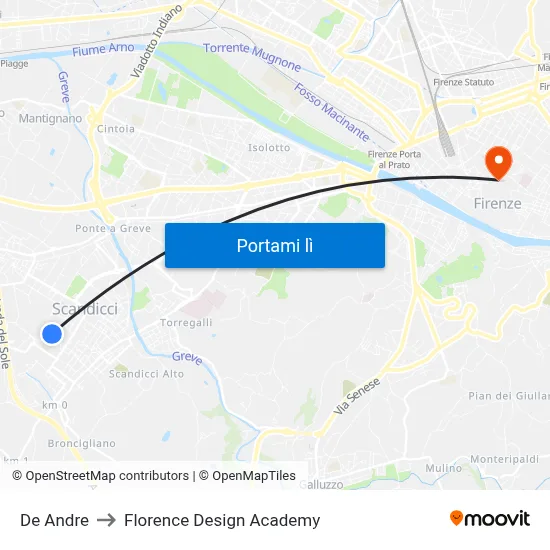 De Andre to Florence Design Academy map