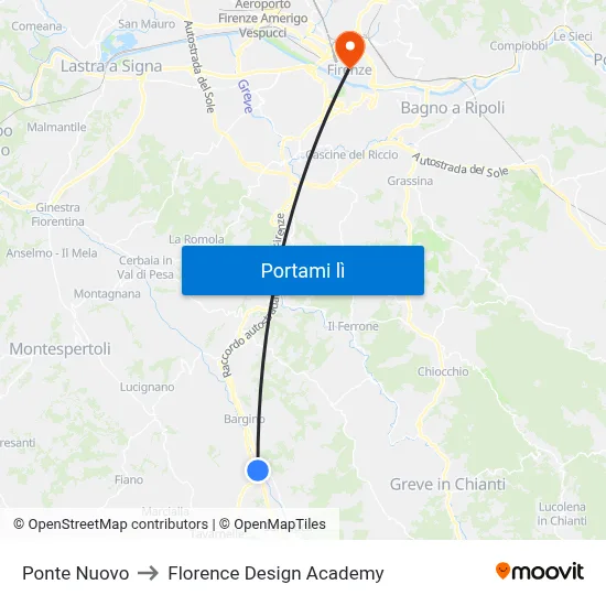 Ponte Nuovo to Florence Design Academy map