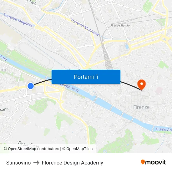 Sansovino to Florence Design Academy map