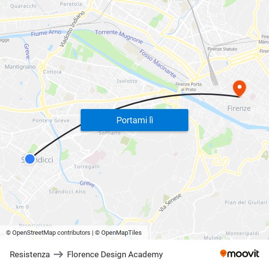 Resistenza to Florence Design Academy map