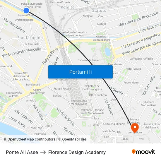 Ponte All Asse to Florence Design Academy map