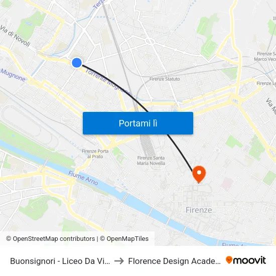 Buonsignori - Liceo Da Vinci to Florence Design Academy map