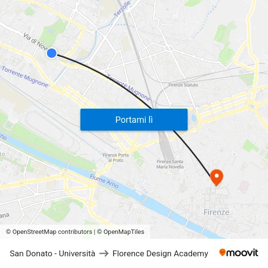 San Donato - Università to Florence Design Academy map