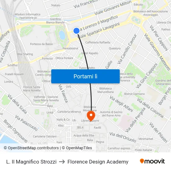 L. Il Magnifico Strozzi to Florence Design Academy map