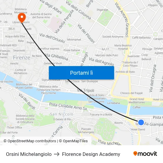 Orsini Michelangiolo to Florence Design Academy map