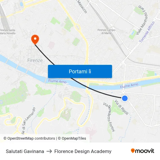 Salutati Gavinana to Florence Design Academy map