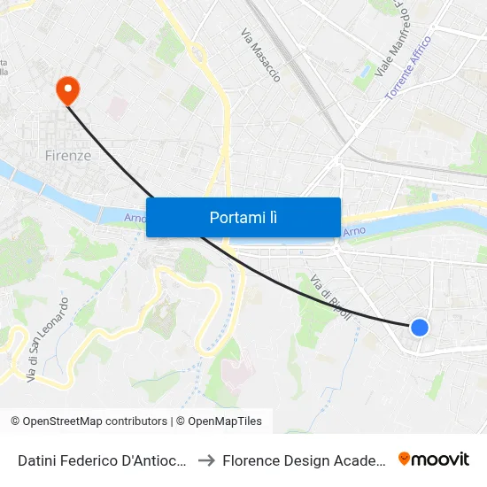 Datini Federico D'Antiochia to Florence Design Academy map