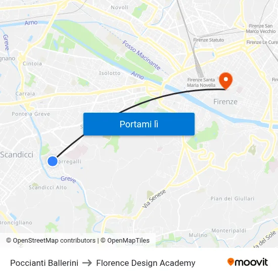 Poccianti Ballerini to Florence Design Academy map