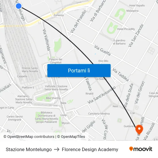 Stazione Montelungo to Florence Design Academy map