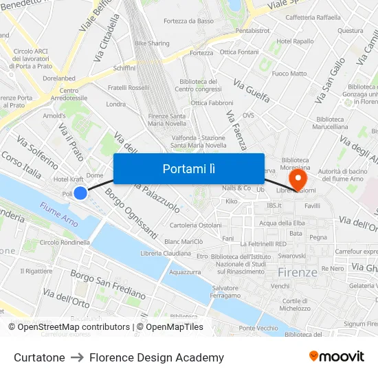 Curtatone to Florence Design Academy map