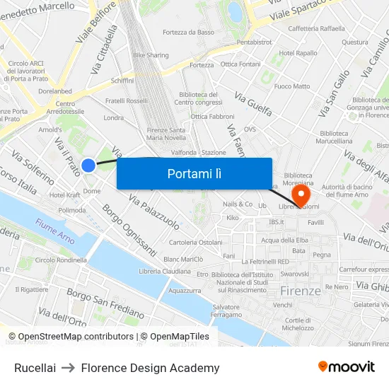 Rucellai to Florence Design Academy map