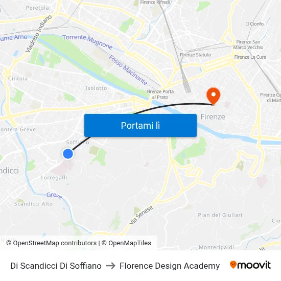 Di Scandicci Di Soffiano to Florence Design Academy map