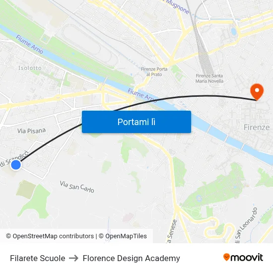 Filarete Scuole to Florence Design Academy map