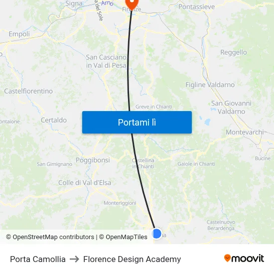 Porta Camollia to Florence Design Academy map