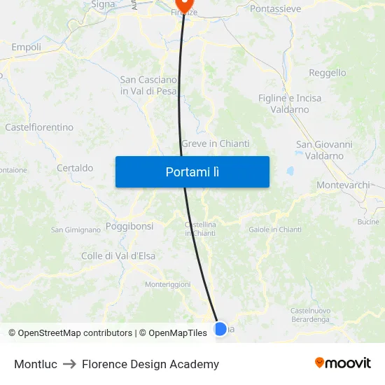 Montluc to Florence Design Academy map